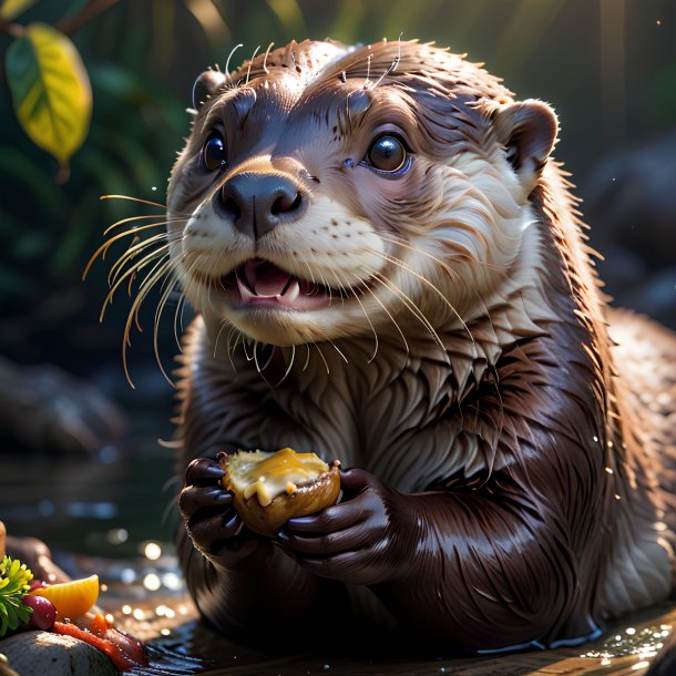 Picture of a eating otter