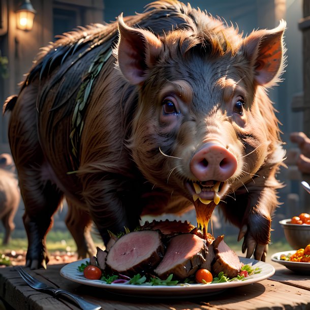 Picture of a eating boar