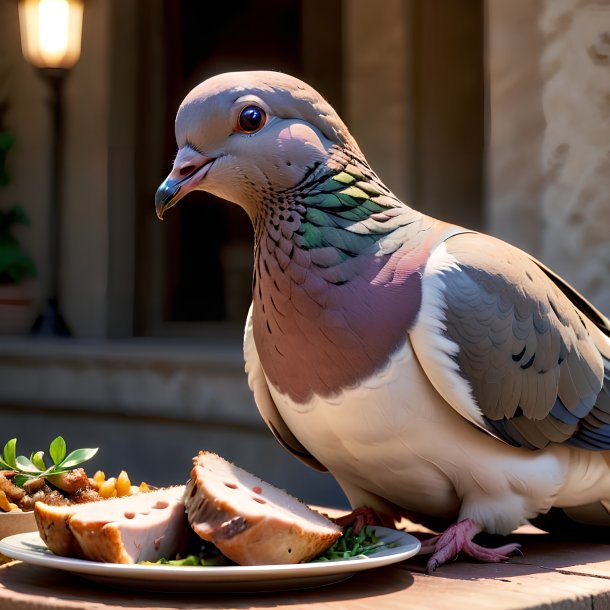 Imagem de uma pomba comendo