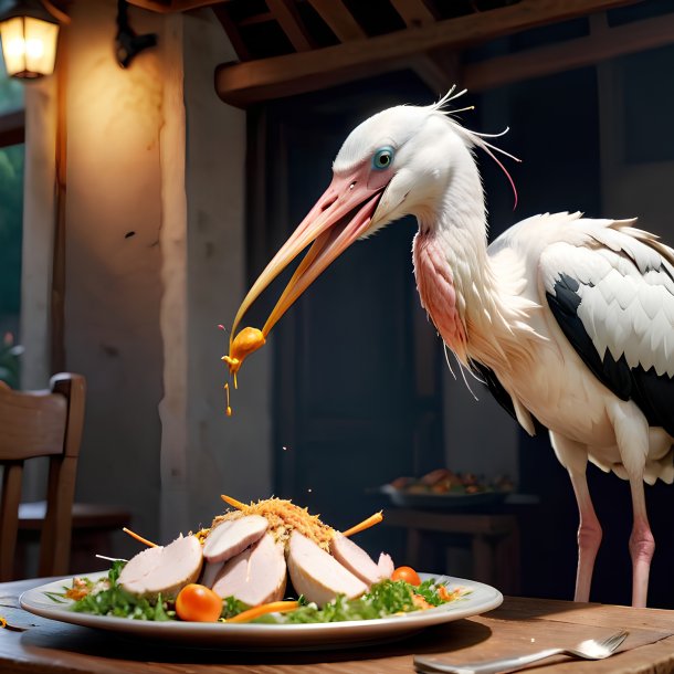 Photo d'une cigogne à manger