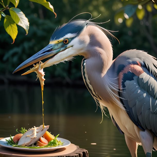 Foto de una garza que come