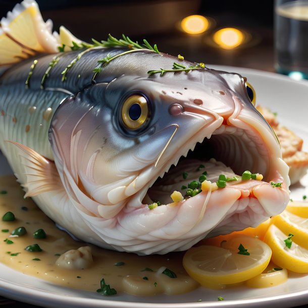 Picture of a eating haddock