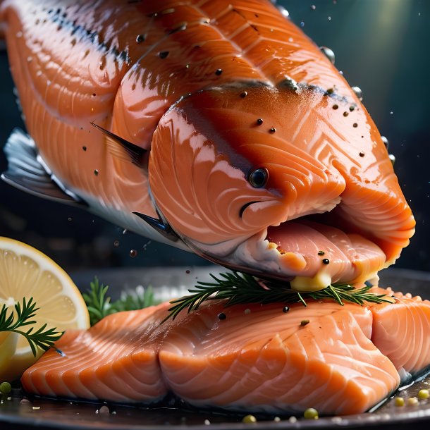 Picture of a eating salmon