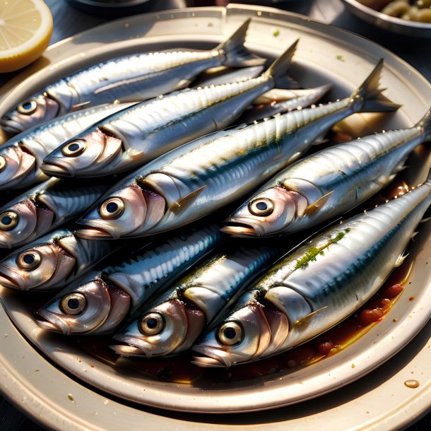 Picture of a eating sardines