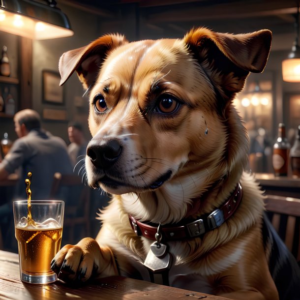 Picture of a drinking dog