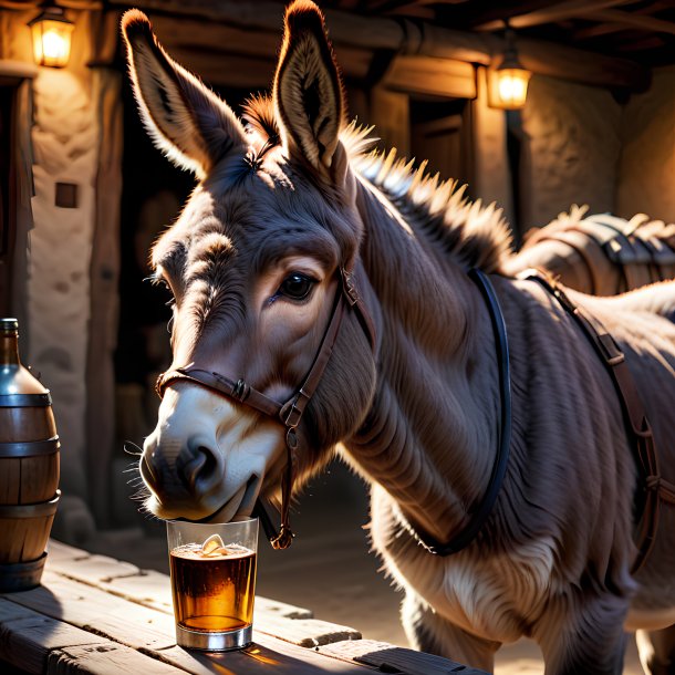 Picture of a drinking donkey