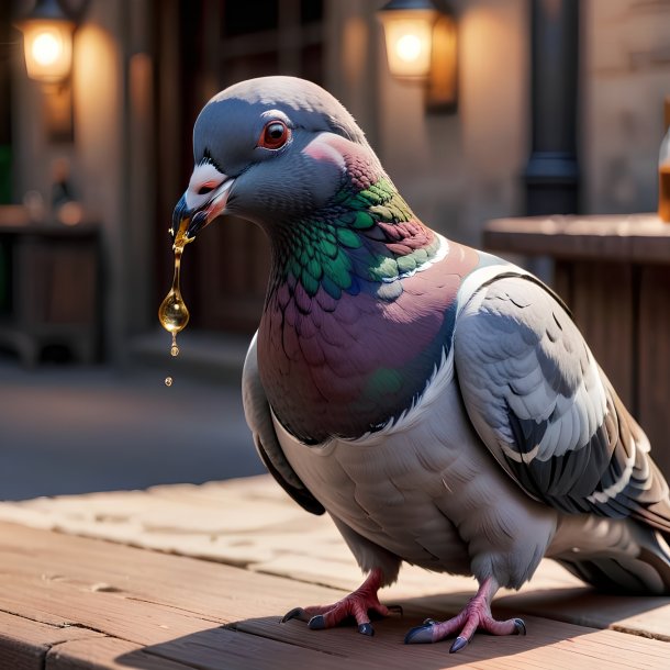 Photo d'un pigeon à boire