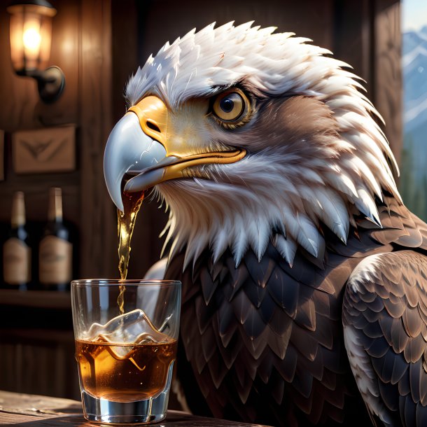 Picture of a drinking eagle