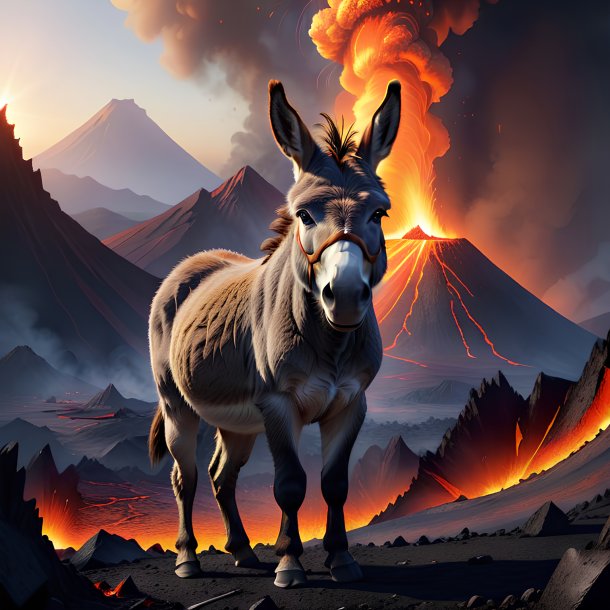 Illustration of a donkey in the volcano