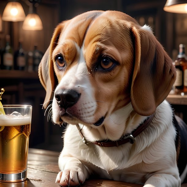 Picture of a drinking beagle