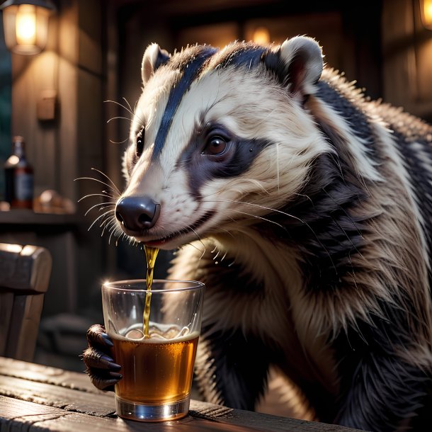 Picture of a drinking badger