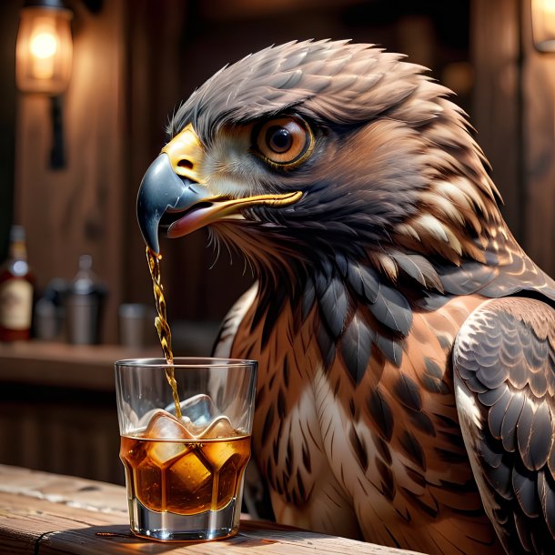 Picture of a drinking hawk