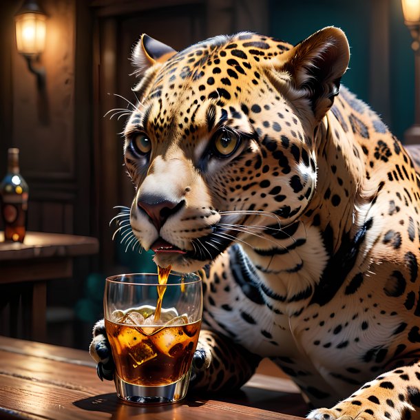 Picture of a drinking jaguar