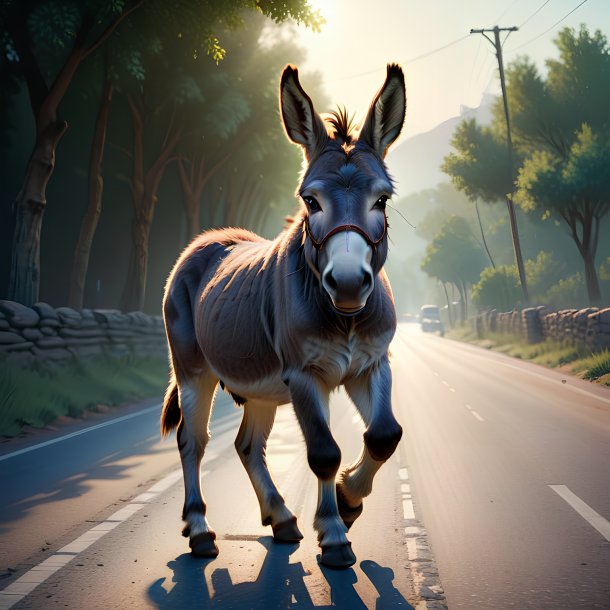 Illustration of a donkey on the road