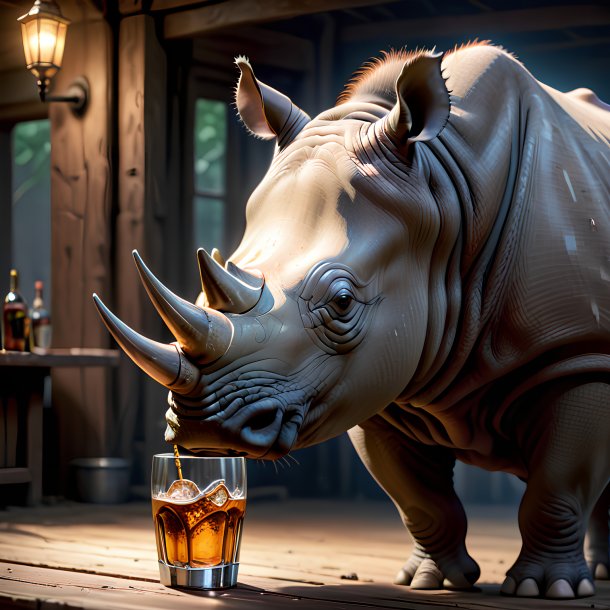 Picture of a drinking rhinoceros