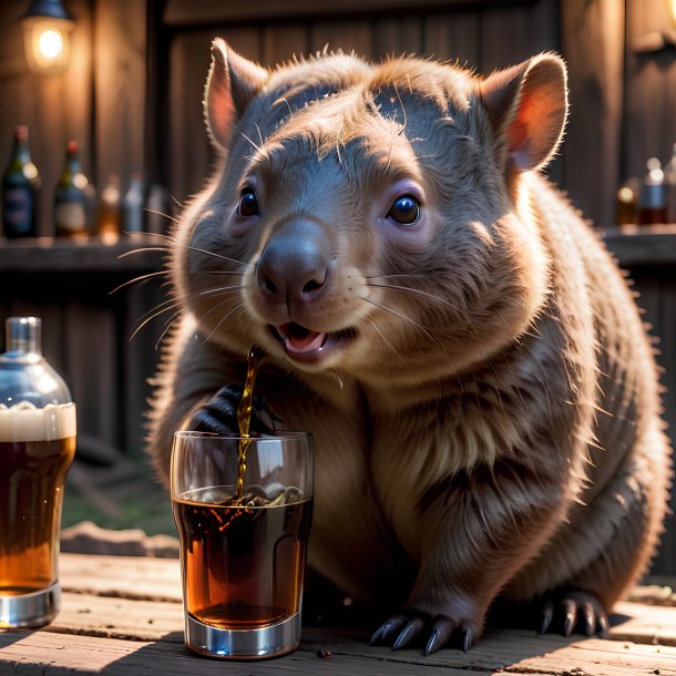 Picture of a drinking wombat