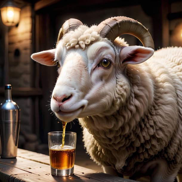 Picture of a drinking sheep