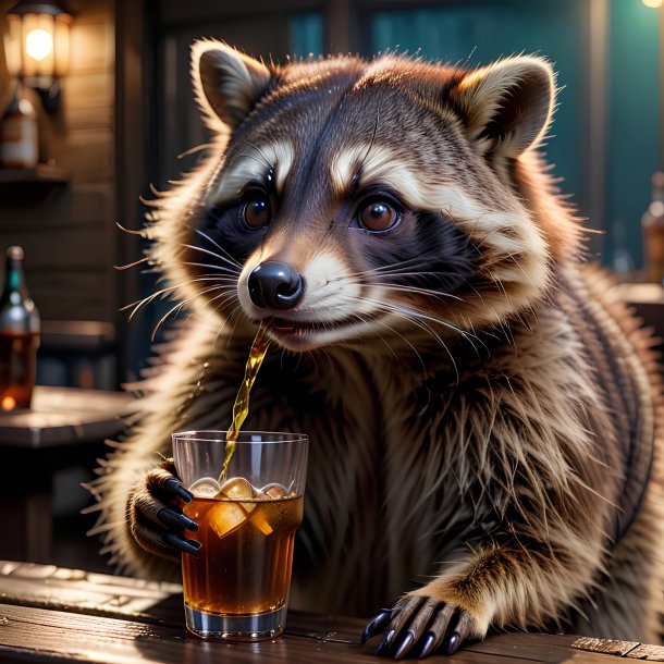 Photo d'un raton laveur à boire