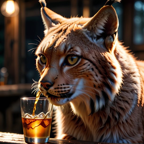 Picture of a drinking lynx