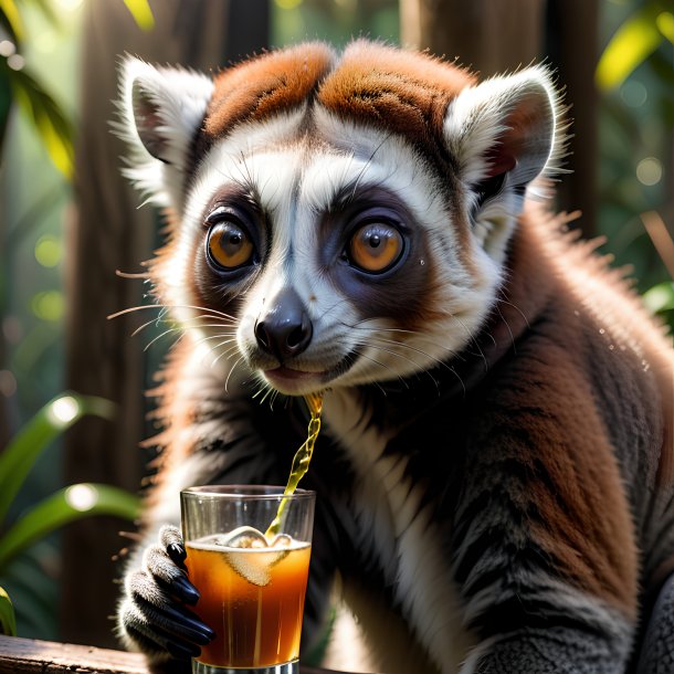 Picture of a drinking lemur