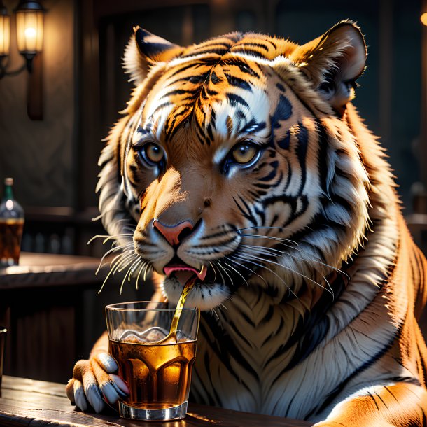 Picture of a drinking tiger