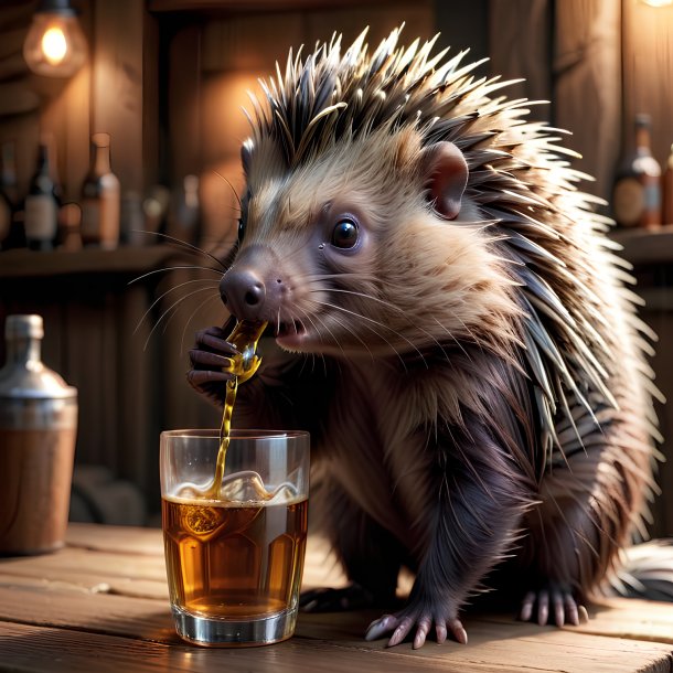 Picture of a drinking porcupine