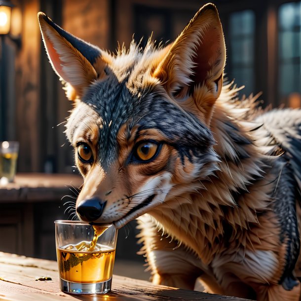 Picture of a drinking jackal