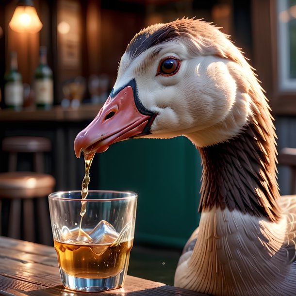 Picture of a drinking goose