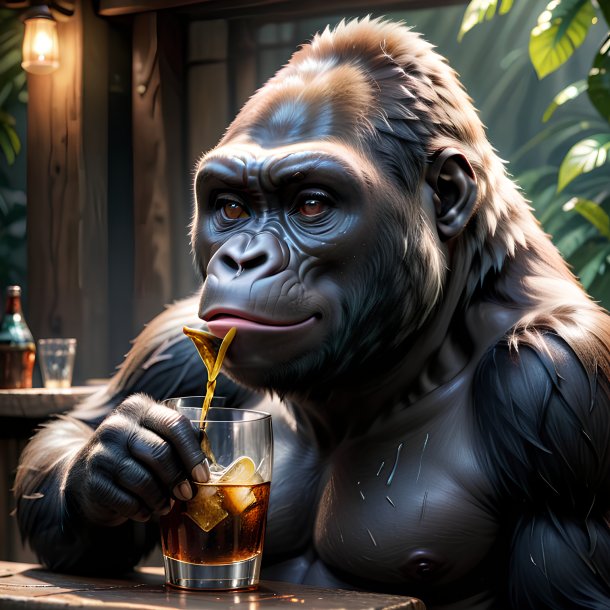 Picture of a drinking gorilla