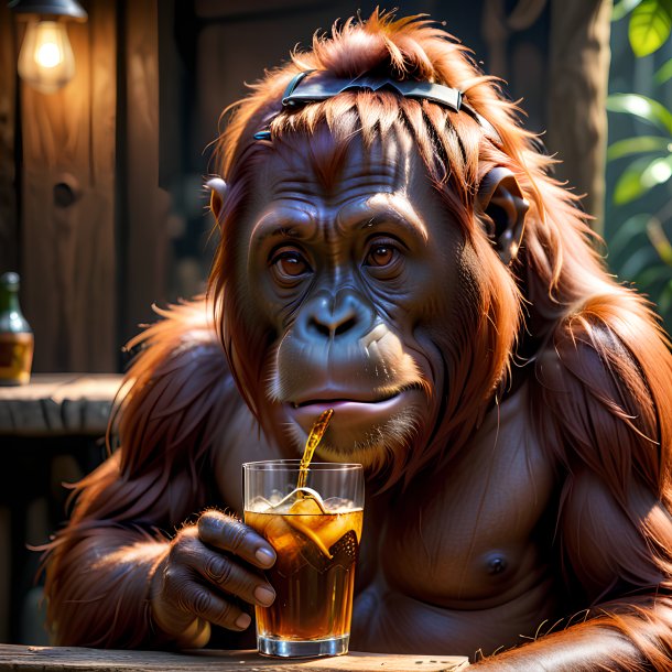 Picture of a drinking orangutan