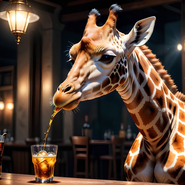 Picture of a drinking giraffe