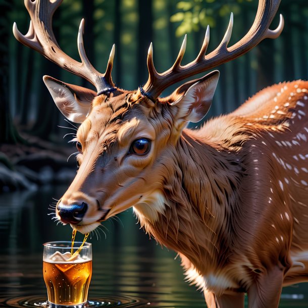 Picture of a drinking deer