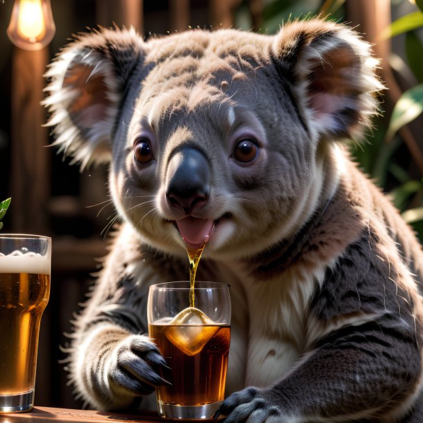 Picture of a drinking koala