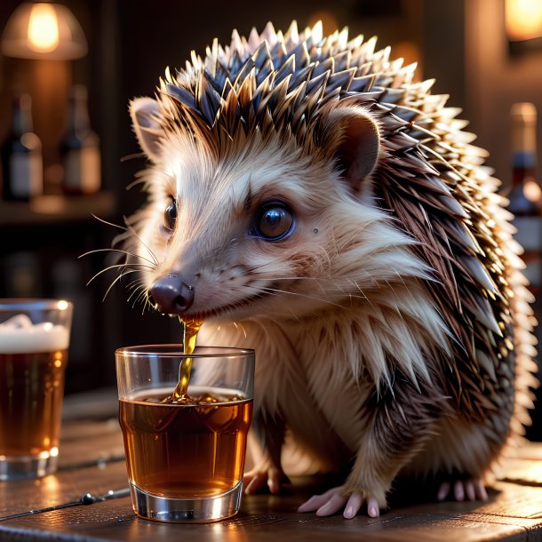 Picture of a drinking hedgehog