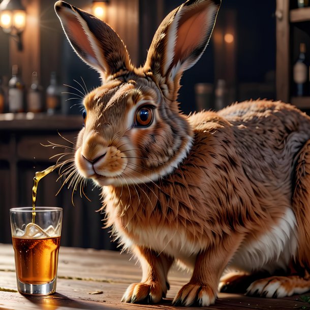 Picture of a drinking hare