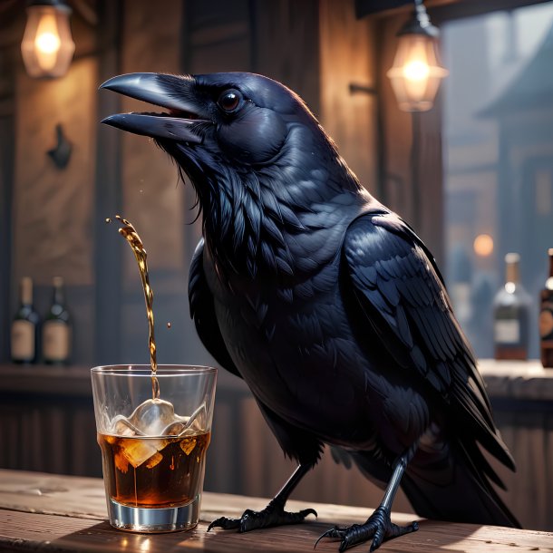 Picture of a drinking crow