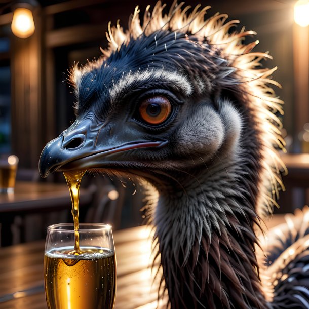 Picture of a drinking emu