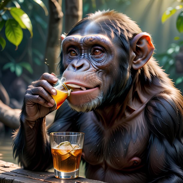 Picture of a drinking chimpanzee