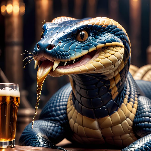 Picture of a drinking king cobra