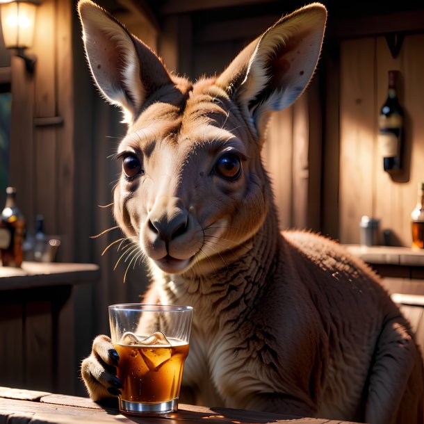 Picture of a drinking kangaroo