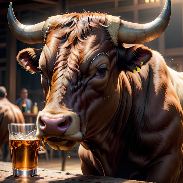 Picture of a drinking bull