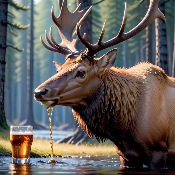 Picture of a drinking elk