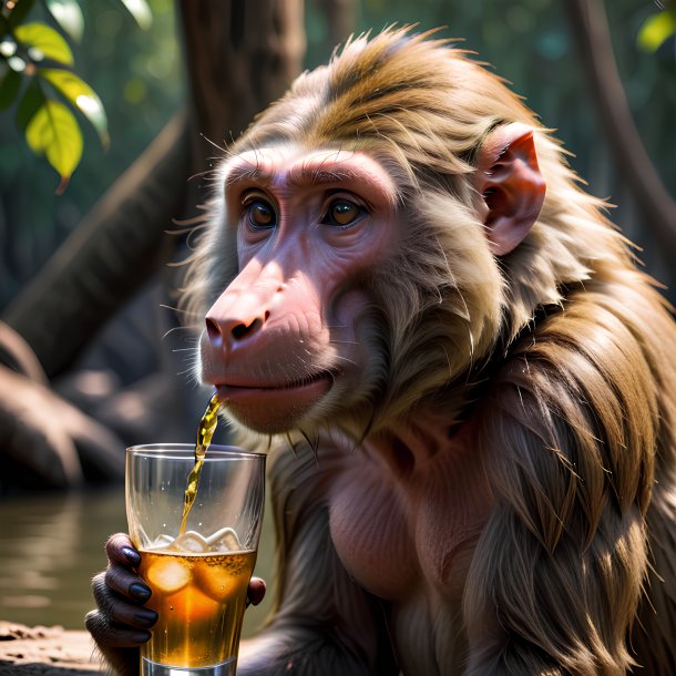 Picture of a drinking baboon