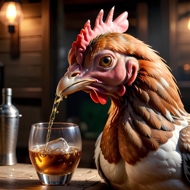 Picture of a drinking hen