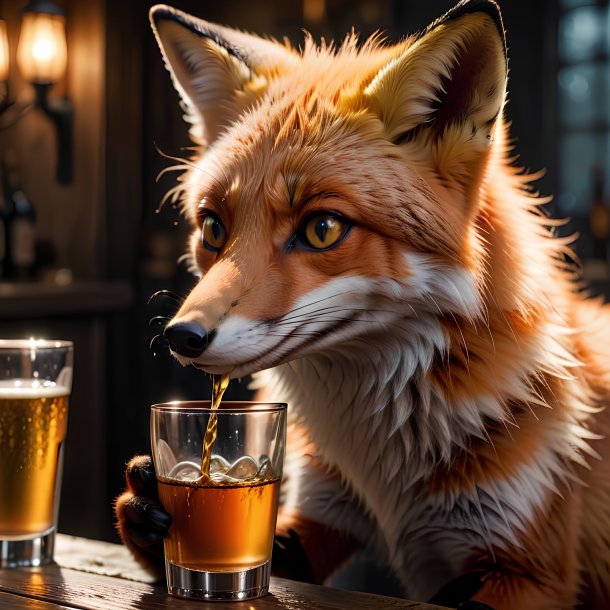 Picture of a drinking fox