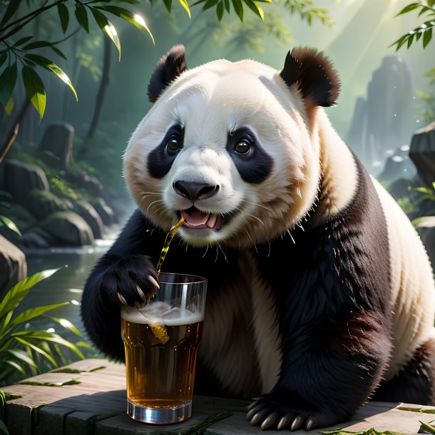 Picture of a drinking giant panda