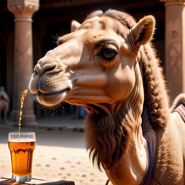 Picture of a drinking camel
