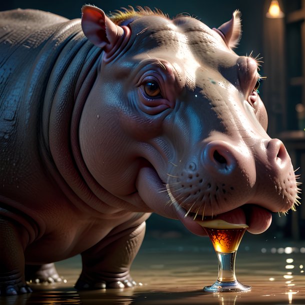 Picture of a drinking hippopotamus