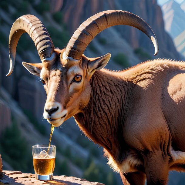 Picture of a drinking ibex