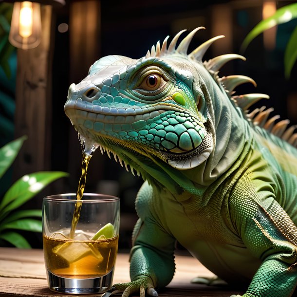 Picture of a drinking iguana